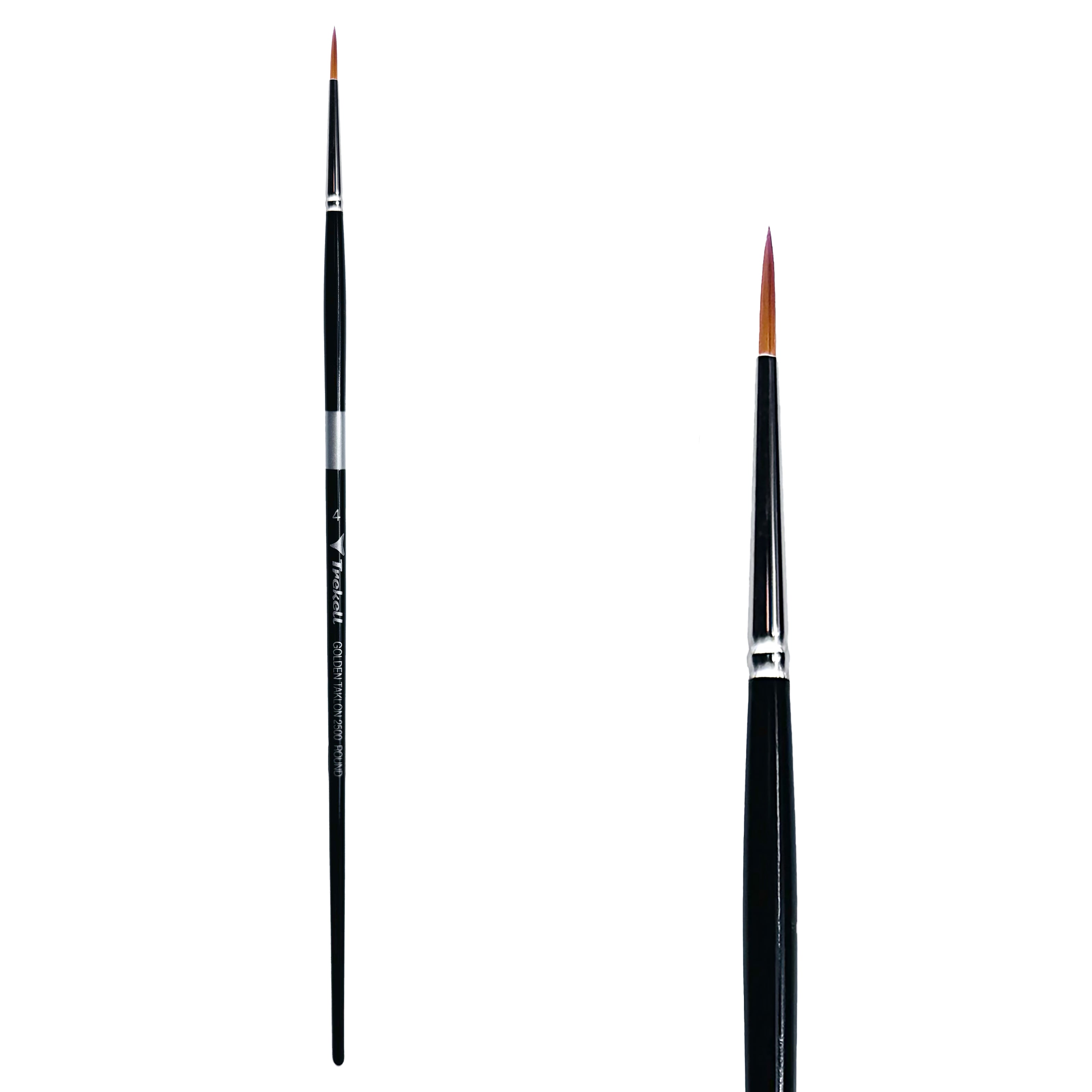 Trekell Golden Taklon Long Handle Artist Brush -  Size #4 Round
