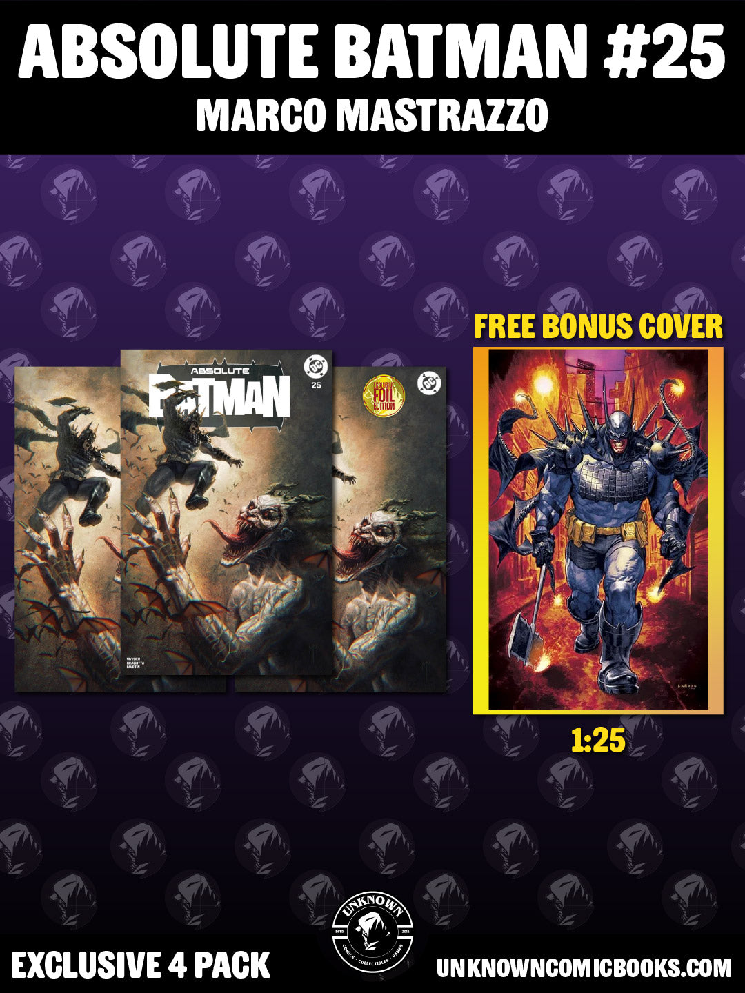 [4 PACK] ABSOLUTE BATMAN #25 MARCO MASTRAZZO EXCLUSIVE VARIANTS (11/11/2026)