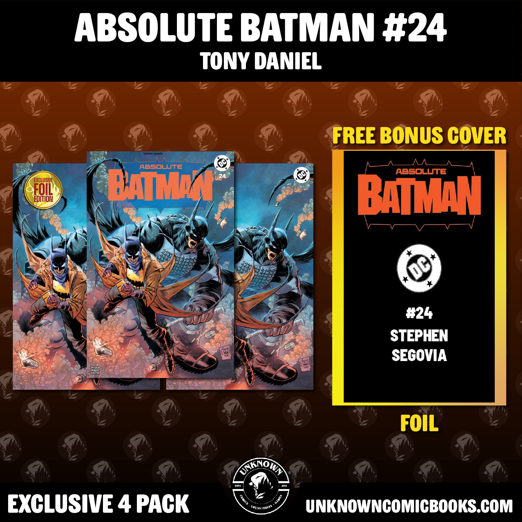 [19 PACK] ABSOLUTE BATMAN #24 & ABSOLUTE CASSANDRA CAIN #1 UNKNOWN COMICS EXCLUSIVE VARIANTS (09/23/2026)