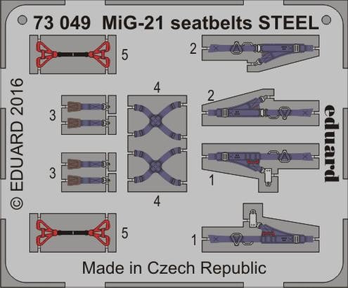 Eduard 73049 1/72 Aircraft- MiG21 Seatbelts Steel (Painted) (D)