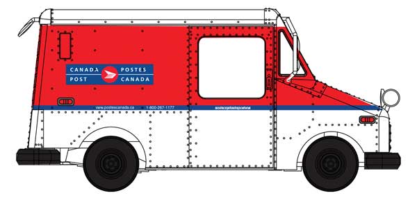 Walthers SceneMaster 12254 HO Scale Long Life Vehicle (LLV) Mail Truck -- Canada