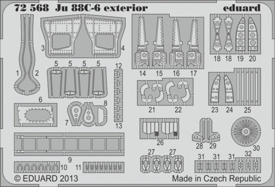 Eduard 72568 1/72 Aircraft- Ju88C6 Exterior for RVL