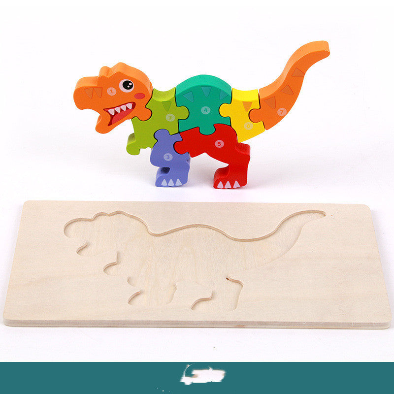 Wooden 3D Dinosaur Puzzle – Montessori Educational Toy for Kids