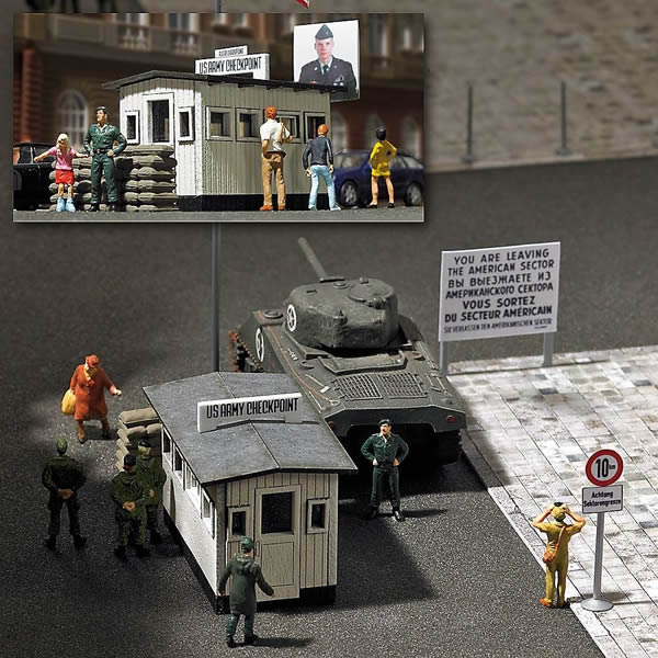 Busch 1490 HO Scale US Army Post-1945 Minature Scene Kit -- "Checkpoint Charlie"