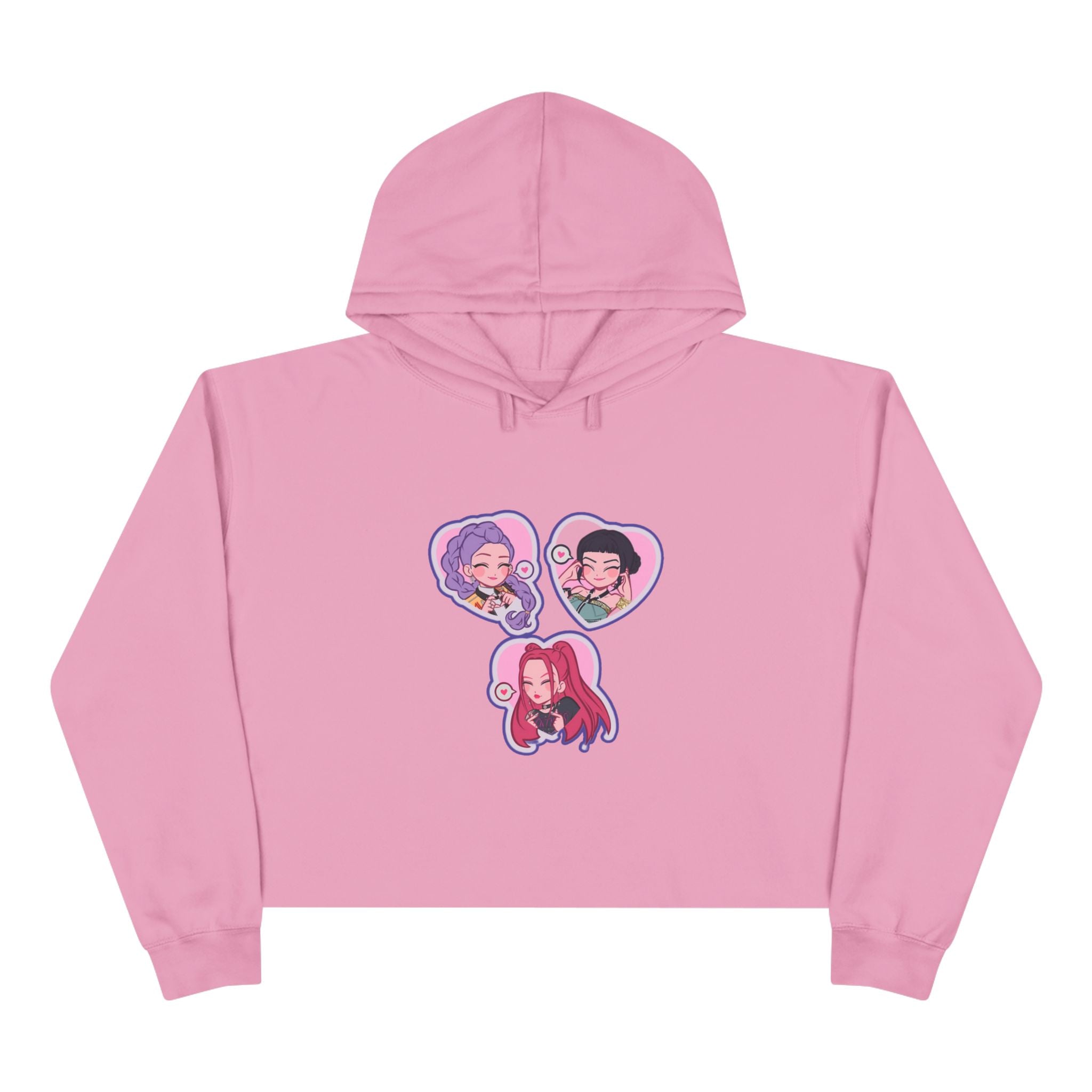 Idol style 5 Crop Hoodie with Fun Character Stickers, Perfect for Casual Wear, Anime Conventions, Gifts, & Everyday Style