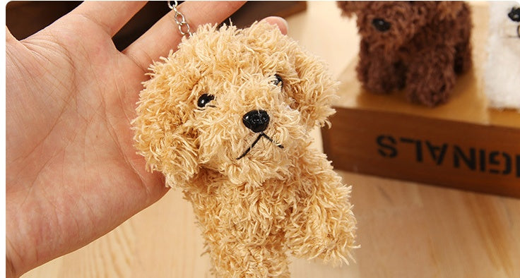 Plush Teddy Dog Pendant – Soft Stuffed Toy Keychain for Gifts and Decorations
