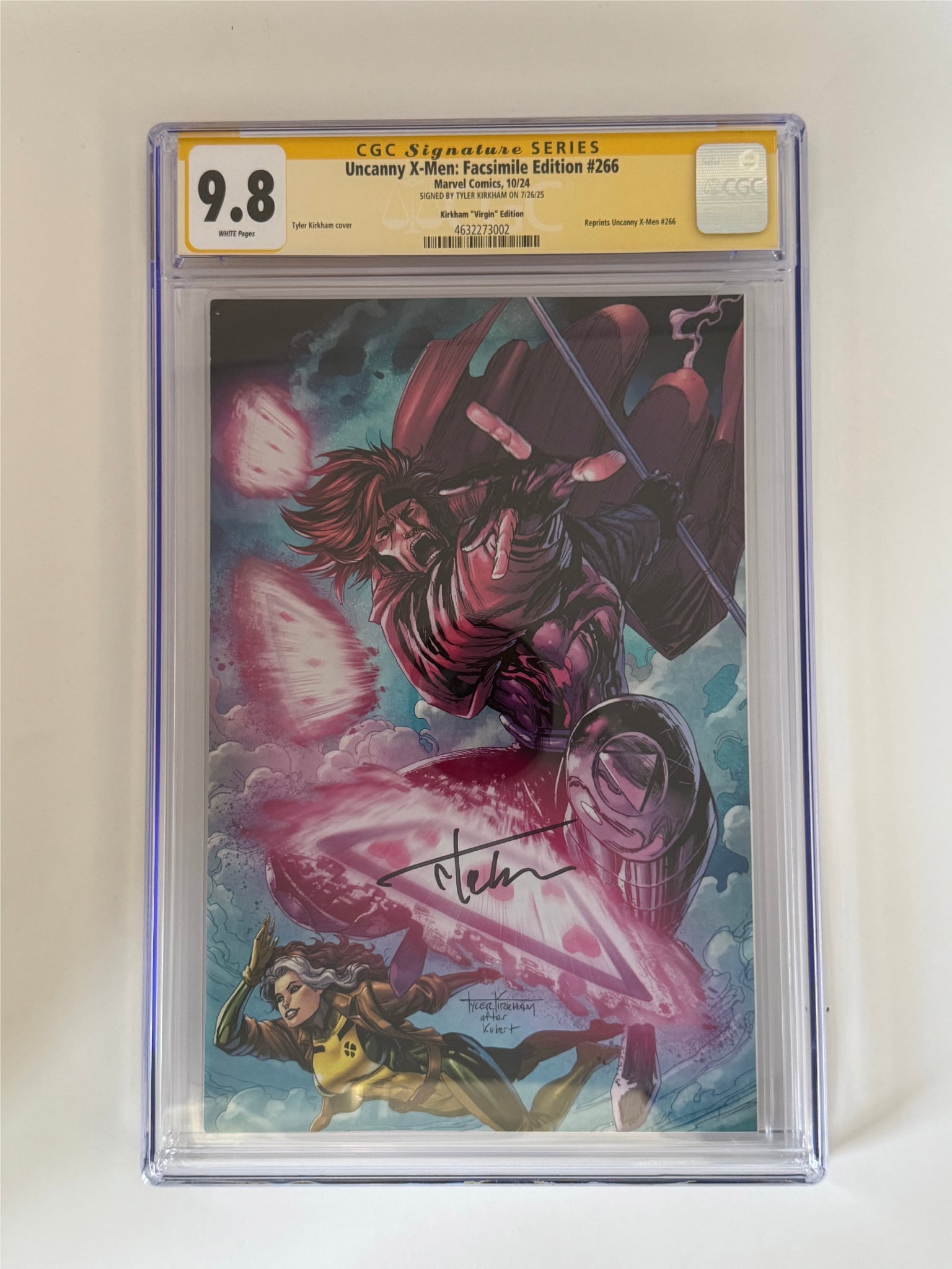 [Signed by Tyler Kirkham] Uncanny X-men #266 Facsimile CGC 9.8 Yellow Label Kirkham Exclusive Virgin Var