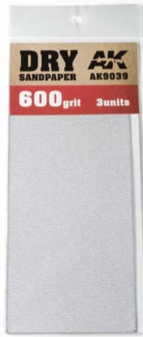 AK Interactive 9039 Dry Sandpaper Sheets 600 Grit (3)