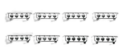 Herpa 52245 HO Scale Truck Accessories -- Bumper-Mounted Road/Fog Lights (Chrome Plated)