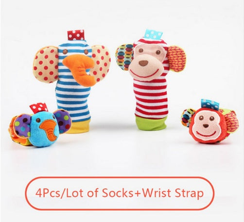 Soft Baby Rattle Wrist and Foot Socks Toy Set