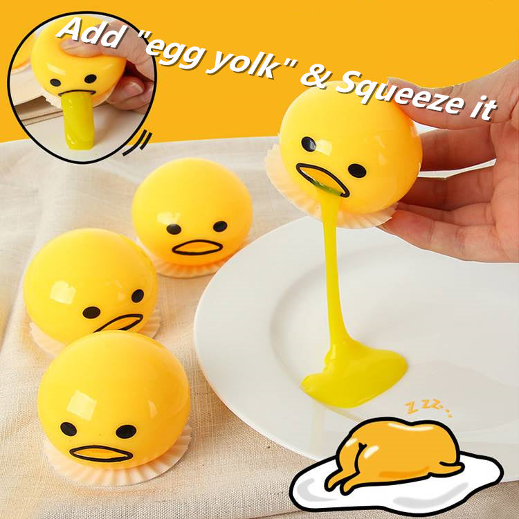 Funny Vomiting Egg Yolk Toy – Stress Relief Squishy Prank Gift