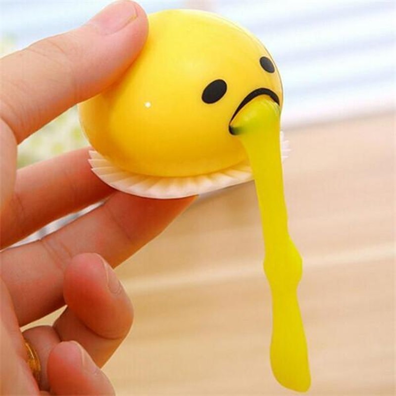 Funny Vomiting Egg Yolk Toy – Stress Relief Squishy Prank Gift