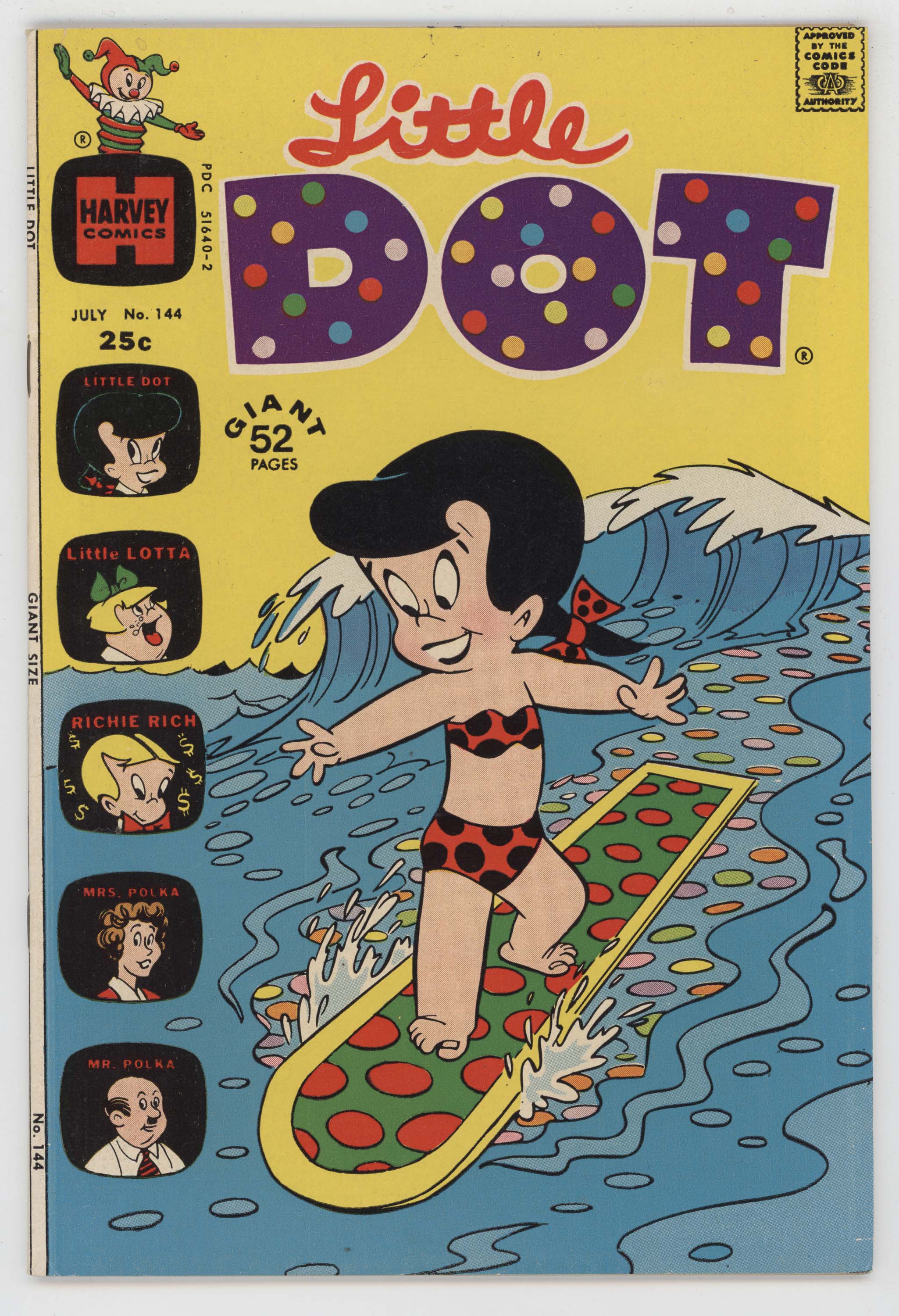 Little Dot 144 Harvey 1972 FN VF Warren Kremer Richie Rich Surfing Surfboard