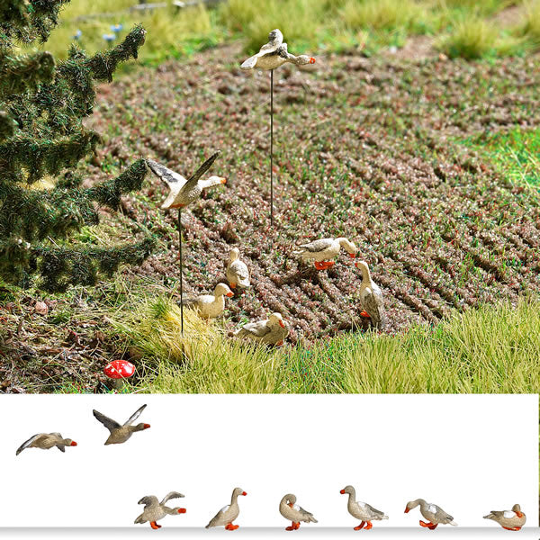 Busch 1196 HO Scale Wild Geese -- pkg(8)