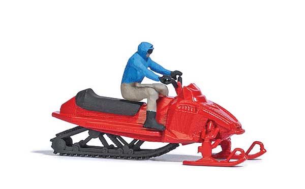 Busch 7818 HO Scale Snowmobile with Figure - Assembled -- Red