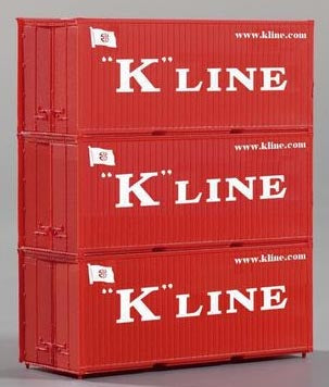 Piko 56220 HO Scale 1/87 Container 20' K Line (3 Pcs)