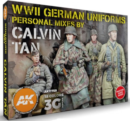 AK Interactive 11759 WWII German Uniforms 3G Acrylic Paint Set (18 Colors) 17ml