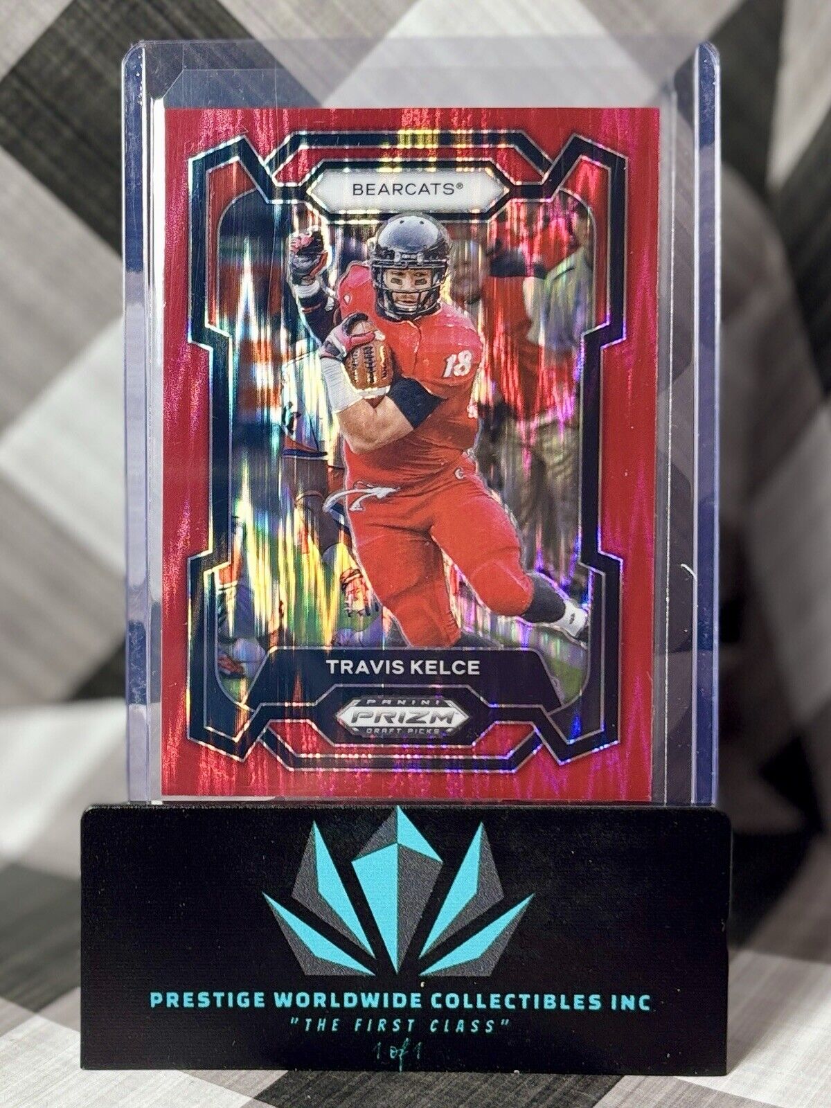 Travis Kelce 2024 Panini Prizm Draft Picks Red Flash Prizm /49 #64 KC Chiefs