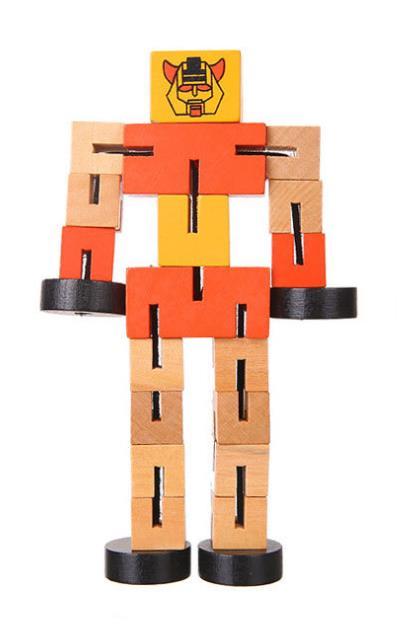 Wooden Robot Puzzle Toy – 3D Educational Assembly Kit for Kids