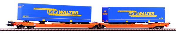 Piko 58979 HO Scale 1/87 Articulated Well Car w/LKW Walter Trailers Wascosa VI