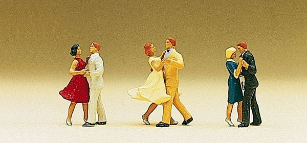 Preiser 10120 HO Scale Couples Dancing -- 3 Couples