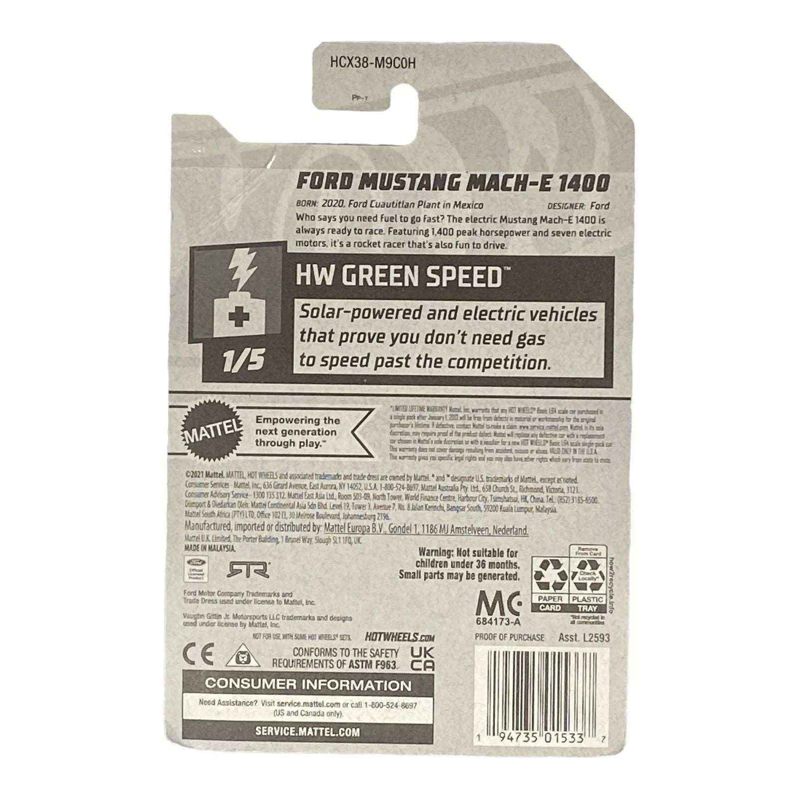 Hot Wheels Ford Mustang Mach-E 1400 - Green Speed Series 1/5