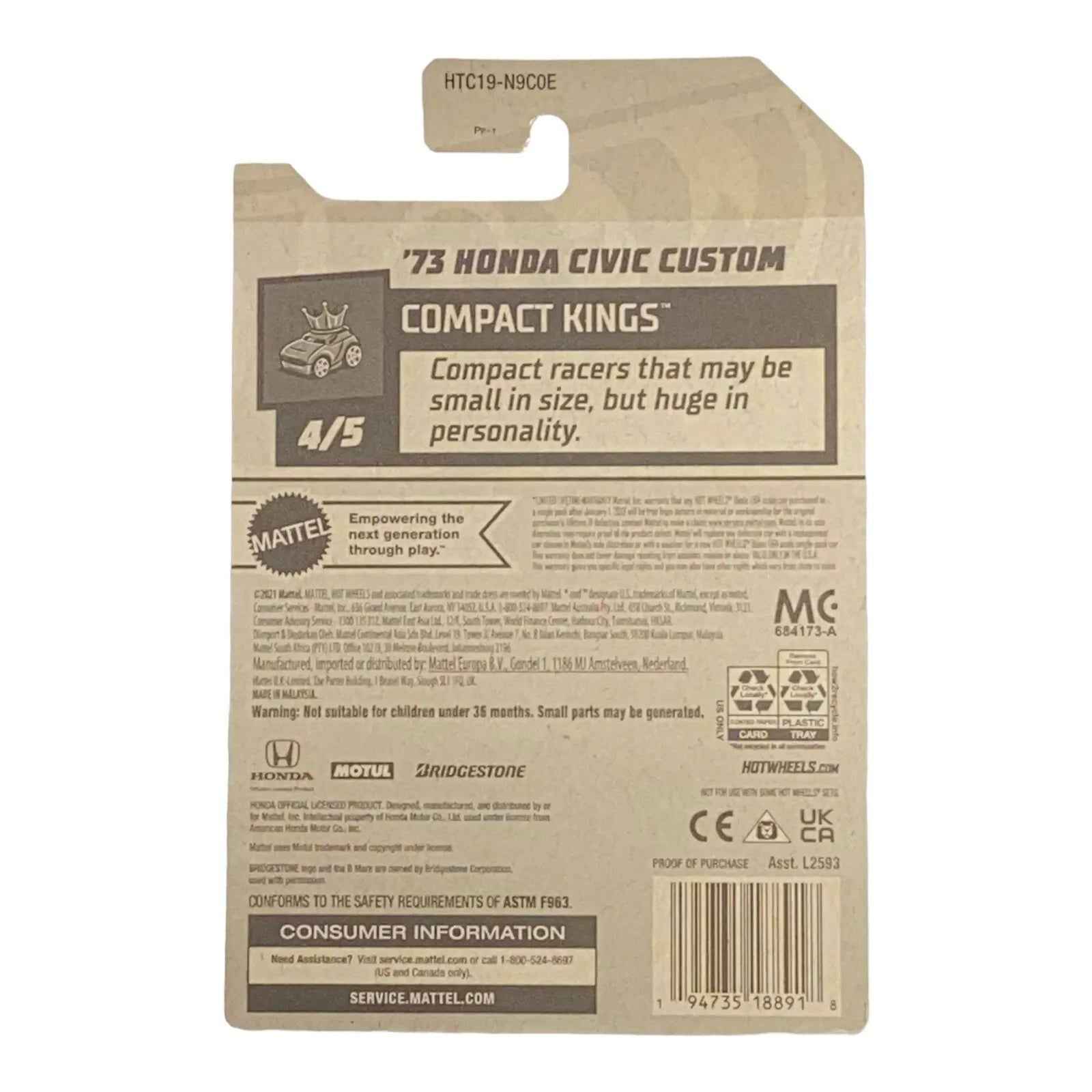 Hot Wheels '73 Honda Civic Custom - Compact Kings Series 4/5