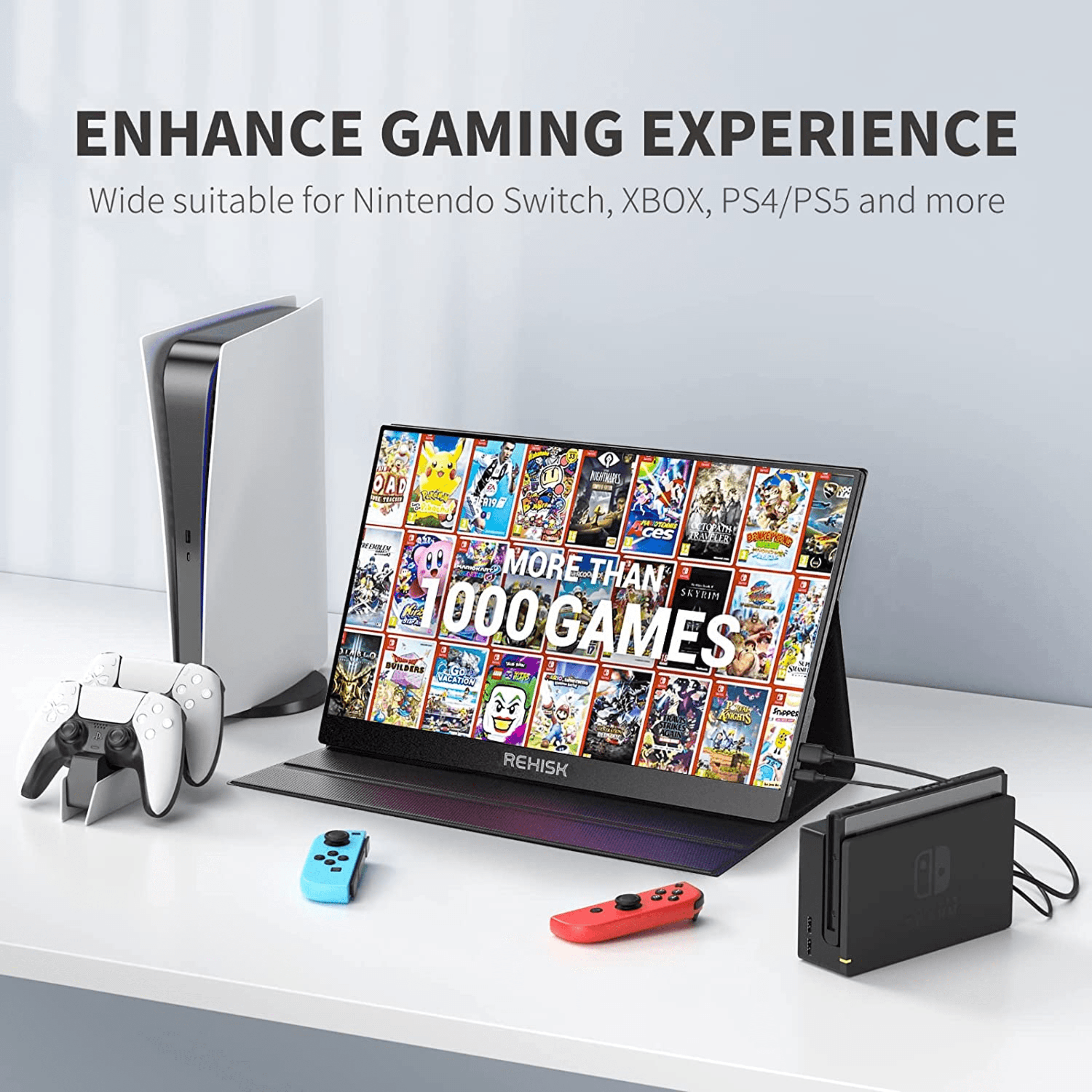 ReHisk RE-15.6FC - 15.6'' FHD 1080P Portable Monitor With Full Cover