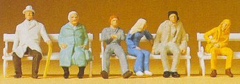 Preiser 14004 HO Scale Passengers -- Seated w/Bench
