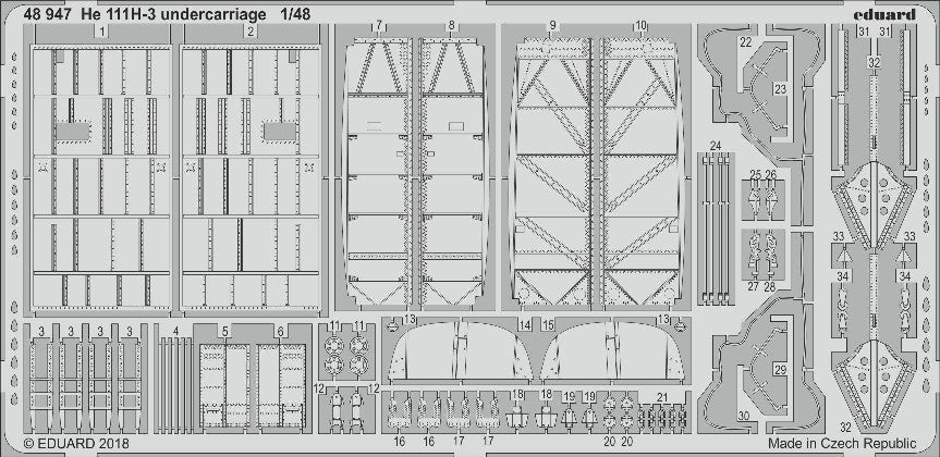 Eduard 48947 1/48 Aircraft- He111H3 Undercarriage for ICM