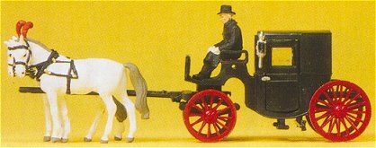 Preiser 30452 HO Scale Closed Taxi Wagon w/Three Figures - Assembled