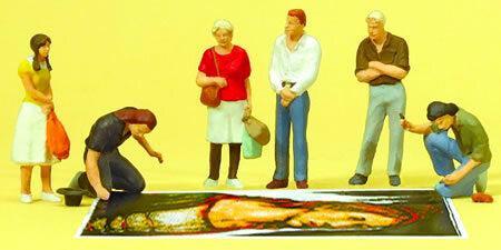 Preiser 10549 HO Scale Working People -- Street Artists & Onlookers pkg(6)