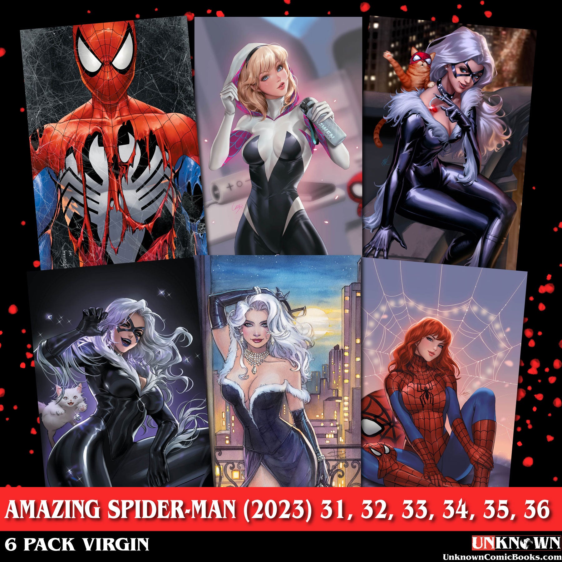 [6 PACK VIRGIN] AMAZING SPIDER-MAN (31-36) #31 #32 #33 #34 #35 #36 UNKNOWN COMICS EXCLUSIVE VIRGIN VAR (10/25/2023)