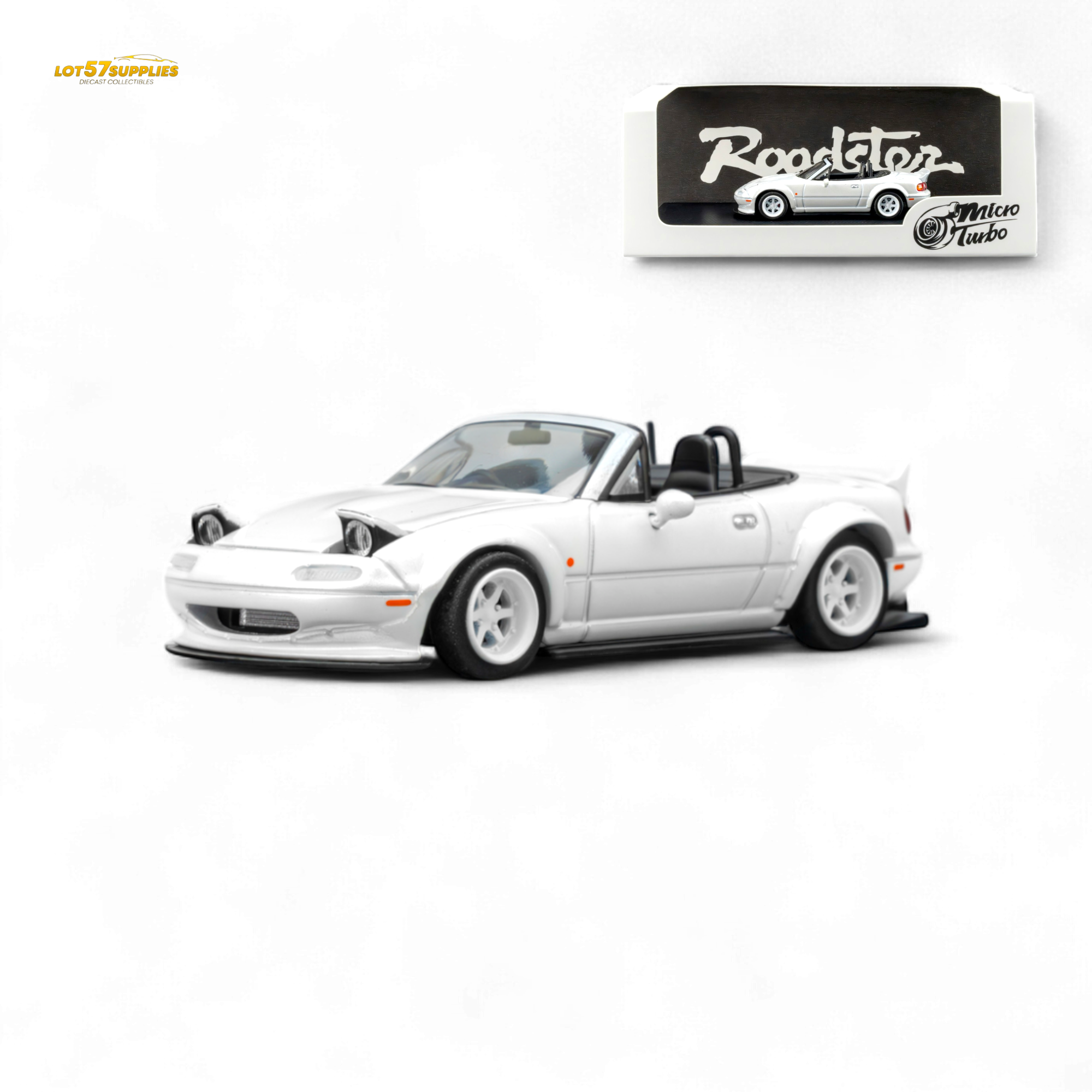 (Pre-Order) Microturbo Custom MX5 Rocket Bunny - Metallic White 1:64