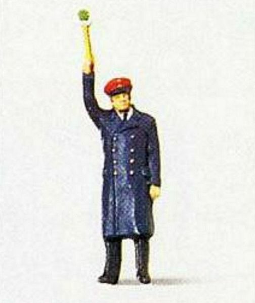 Preiser 28002 HO Scale Individual Figure Platform Dispatcher w/Signal Paddle