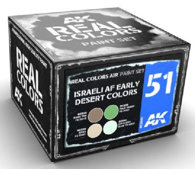 AK Interactive RCS51 Real Colors: Israeli AF Early Desert Acrylic Lacquer Paint Set (4) 10ml Bottles