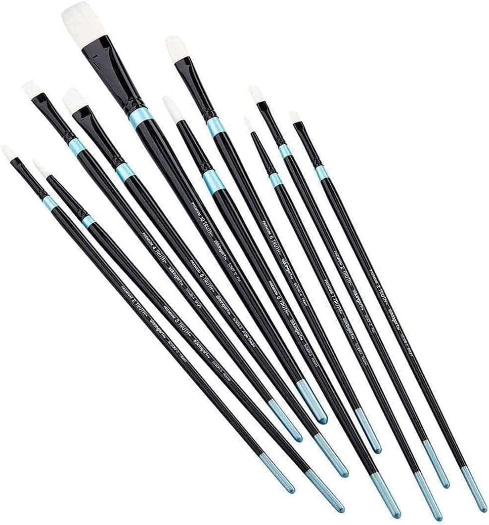 White Nylon Long Handle Brushes 10 pc