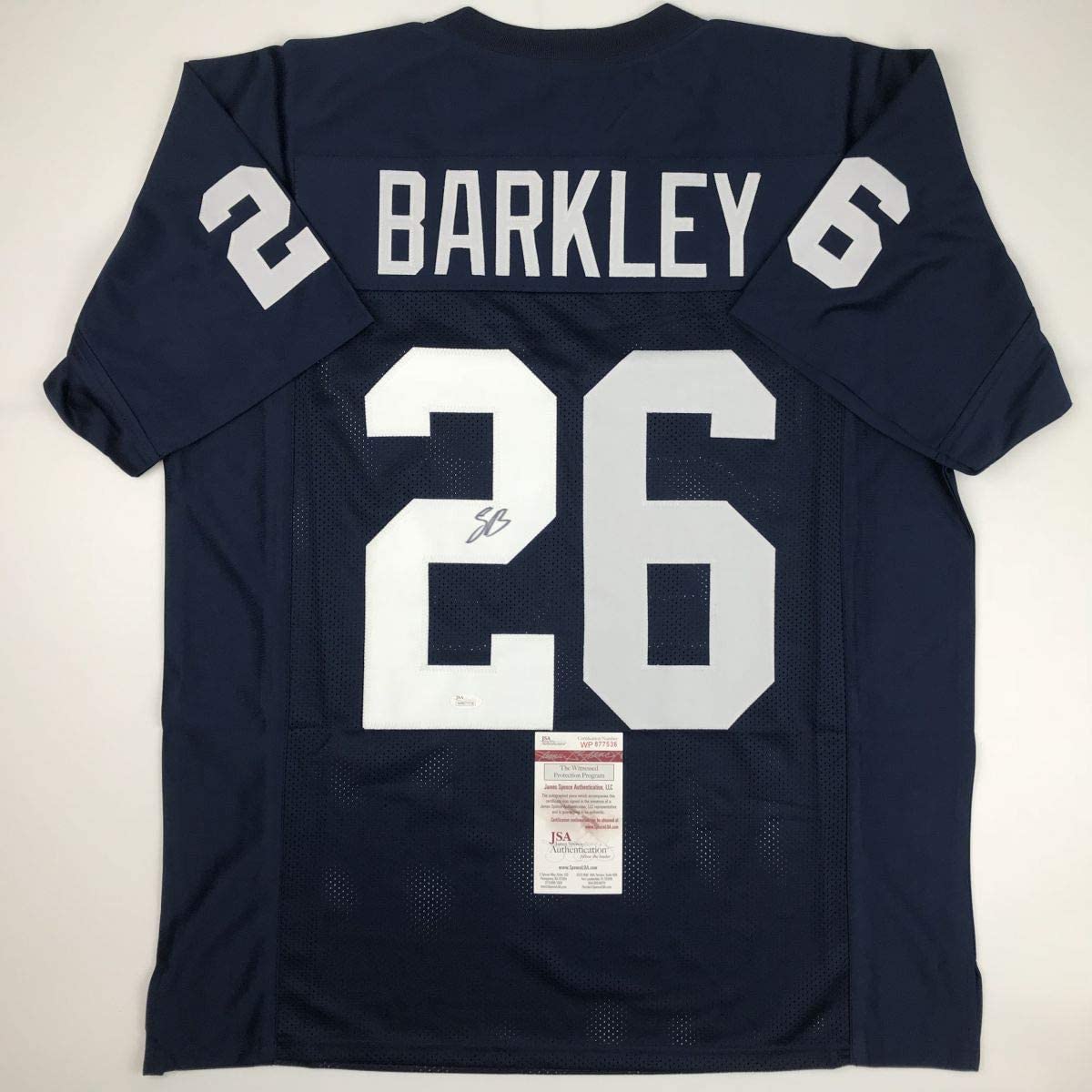 Autographed/Signed Saquon Barkley Penn State Blue College Football Jersey JSA COA