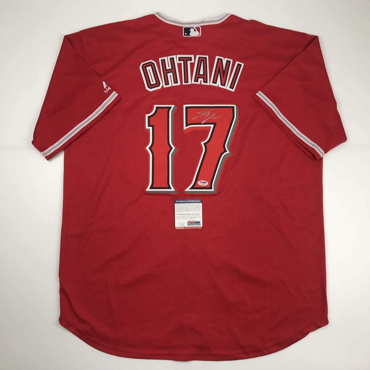 Autographed/Signed Shohei Ohtani Los Angeles LA Anaheim Red Baseball Jersey PSA/DNA COA