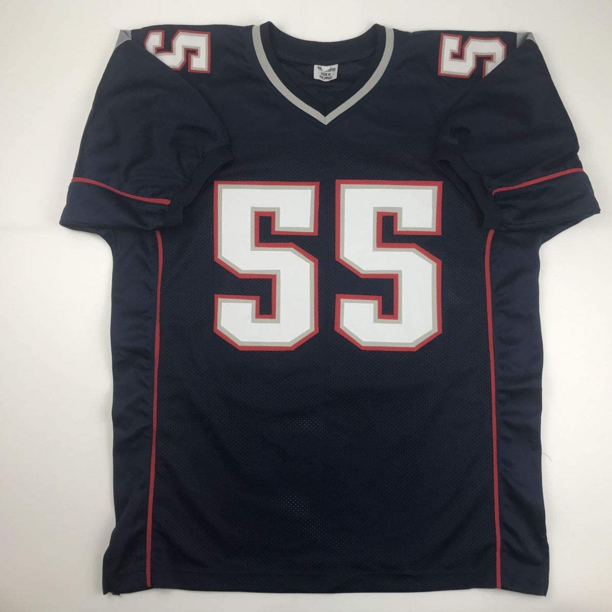 Autographed/Signed Willie McGinest 3x SB Champ New England Blue Football Jersey JSA COA