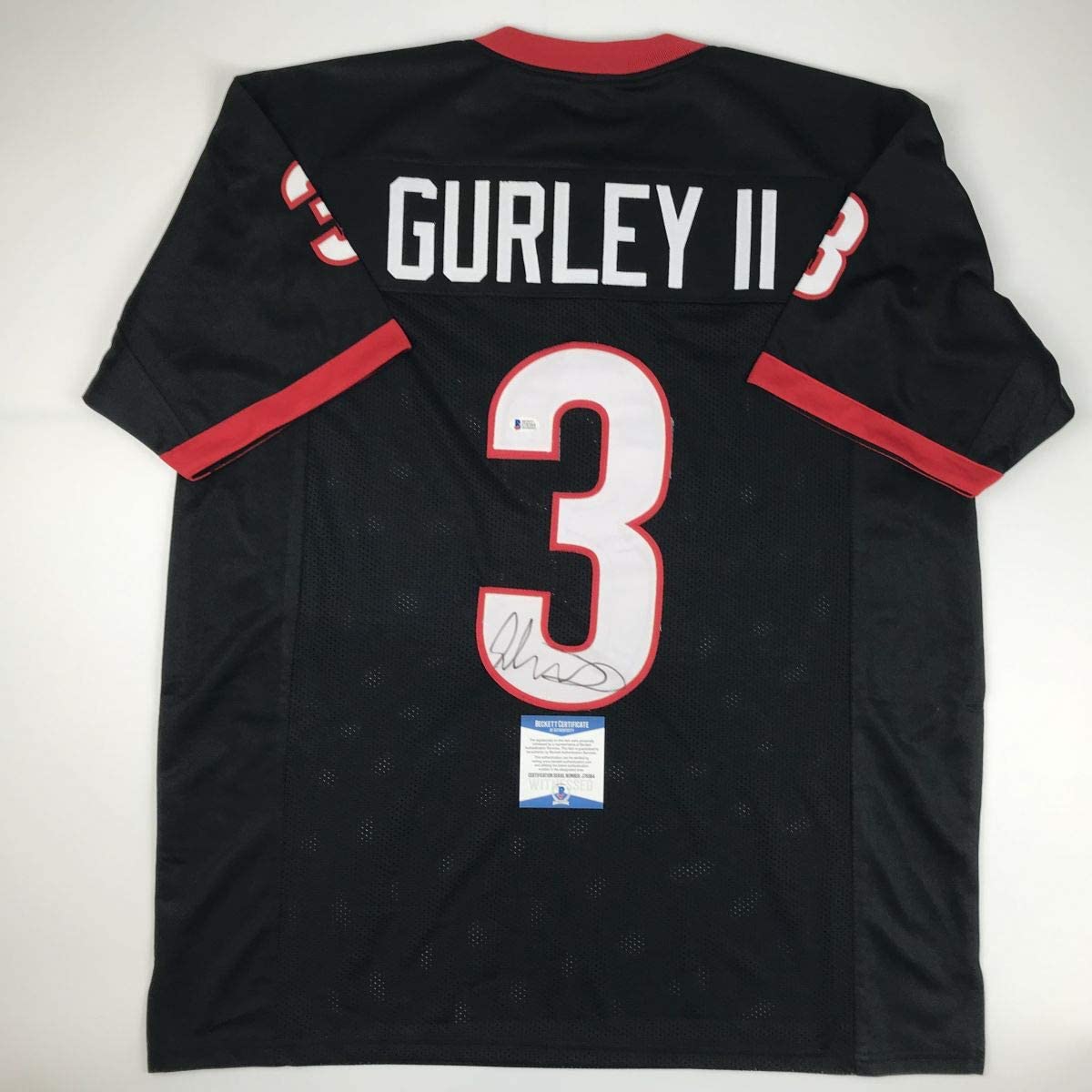 Autographed/Signed Todd Gurley Georgia Black College Football Jersey Beckett BAS COA