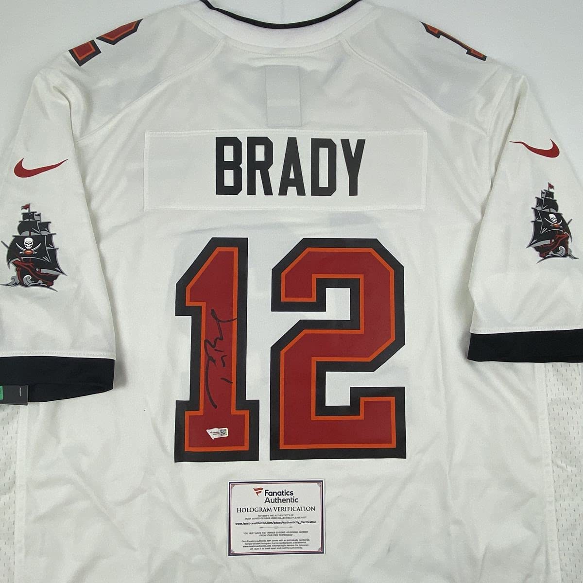 Autographed/Signed Tom Brady Tampa Bay Buccaneers White Authentic Nike Game Football Jersey Fanatics COA