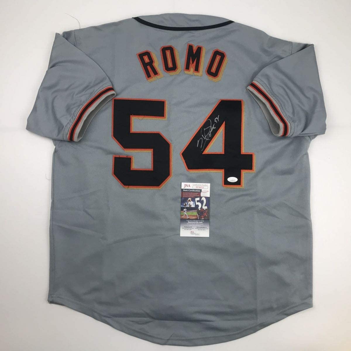 Autographed/Signed Sergio Romo San Francisco Grey Baseball Jersey JSA COA
