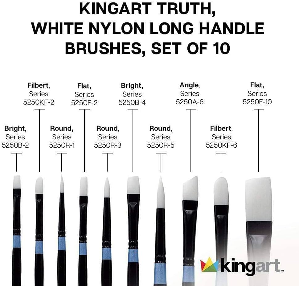 White Nylon Long Handle Brushes 10 pc