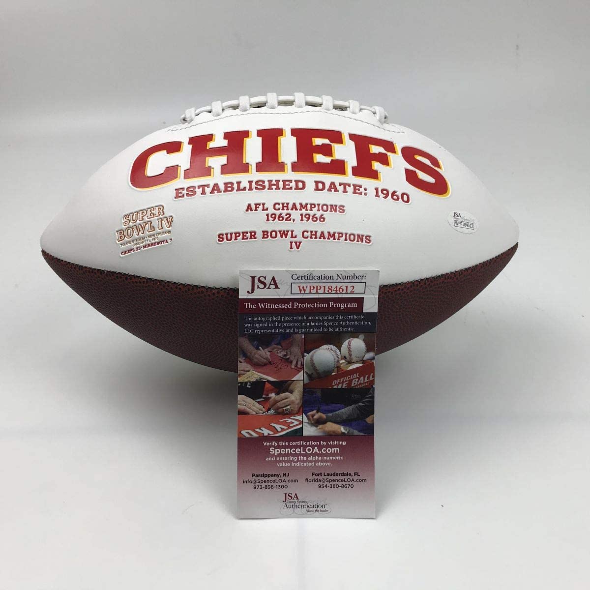 Autographed/Signed Tyreek Hill Kansas City Chiefs Full Size FS White Panel Logo Football JSA COA