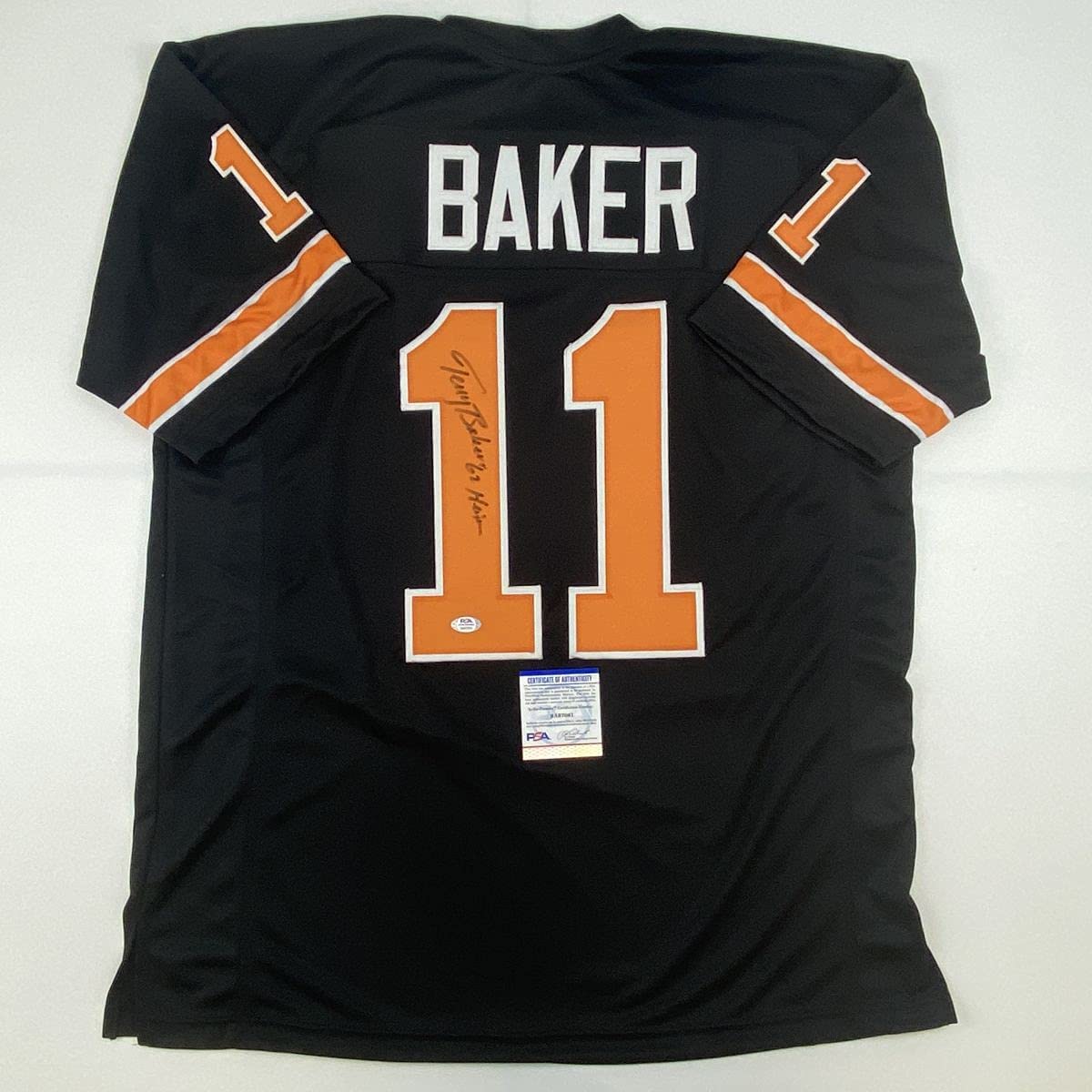 Autographed/Signed Terry Baker Heisman 62 Oregon State Black College Football Jersey PSA/DNA COA
