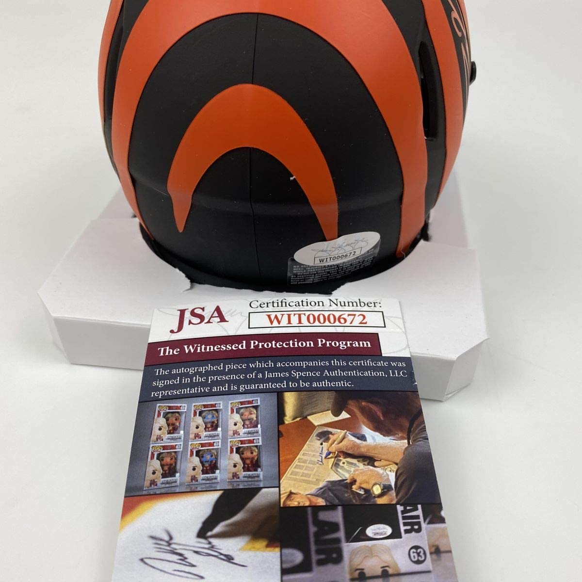 Autographed/Signed Tee Higgins Cincinnati Bengals Eclipse Mini Football Helmet JSA COA