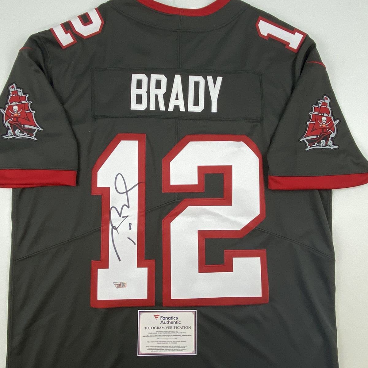 Autographed/Signed Tom Brady Tampa Bay Buccaneers Pewter Grey Authentic Nike Limited Football Jersey Fanatics COA