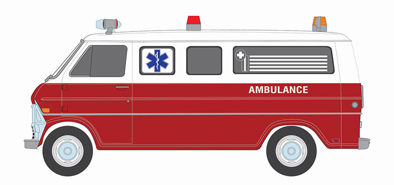 Greenlight 62030-B 1/64 Scale 1970 Ford Club Wagon Ambulance