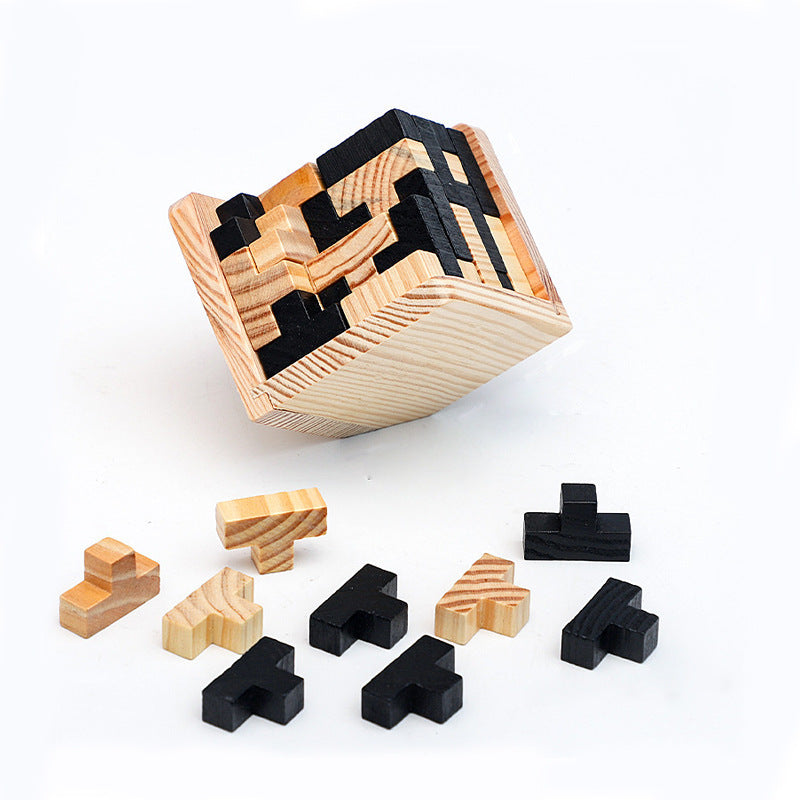 Wooden Kongming Lock Puzzle – Brain Teaser Luban Lock Educational Toy